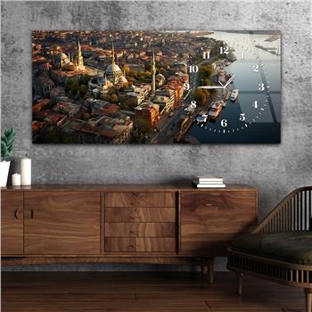 Yatay Saatli Yandan Dini Temalı Cam Tablo 081