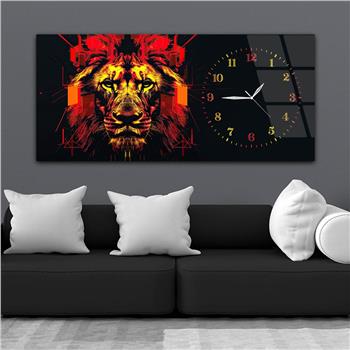 Yatay Saatli Yandan Sanat Temalı Cam Tablo 351