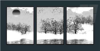 Alüminyum Çerçeveli Sanat Temalı 3lü Set MDF Tablo 0034