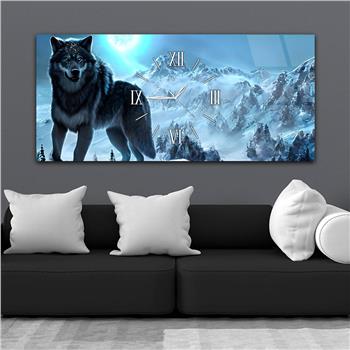 Horizontaal, in Het Midden Voorzien Van Een Klok, Kunst En Natuur Thema Gehard Glasschilderij 101