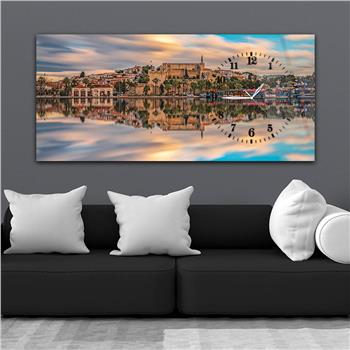 Yatay Saatli Yandan Sanat ve Doğa Temalı Cam Tablo 008