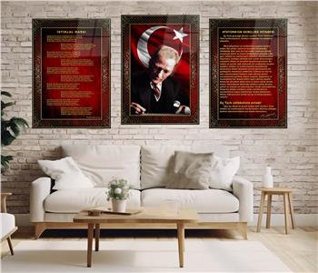  3lü Set VatanTemalı Cam Tablo 20