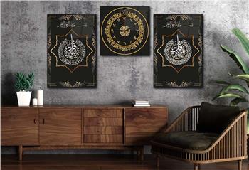 Kunst Thematisches 2-teiliges bedrucktes Glas und Uhrenset