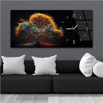 Yatay Saatli Yandan Sanat Temalı Cam Tablo 258