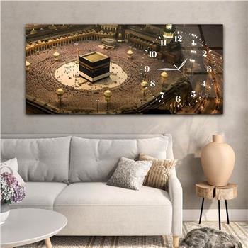Yatay Saatli Yandan Dini Temalı Cam Tablo 072