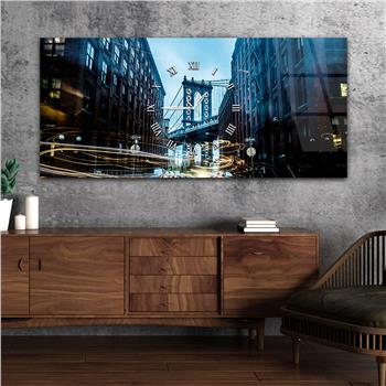 Horizontal bedrucktes Glas mit Kunst- und Naturthema und einer Uhr in der Mitte 010