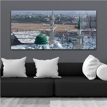 Tableau en verre à thème religieux avec horloge centrale horizontale  054