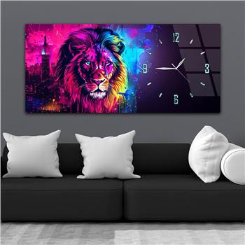 Yatay Saatli Yandan Sanat Temalı Cam Tablo 327