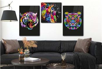 KAPLAN GÖRSELLİ CAM TABLO SAAT SETİ 