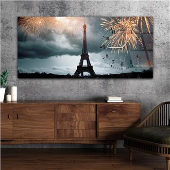 Horizontal bedrucktes Glas mit Kunst und Naturthema und einer Uhr an der Seite 067