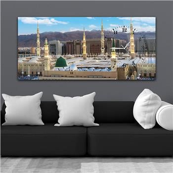 لوحة زجاجية أفقية ذات طابع ديني مع ساعة جانبية 031