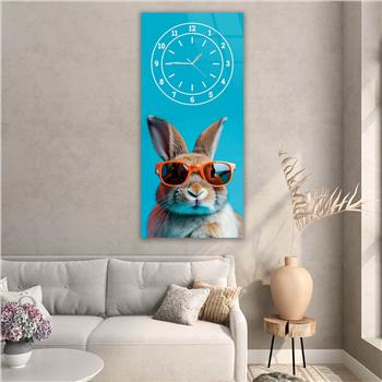 Dikey Üstten Saatli Sanat Temalı Cam Tablo 009