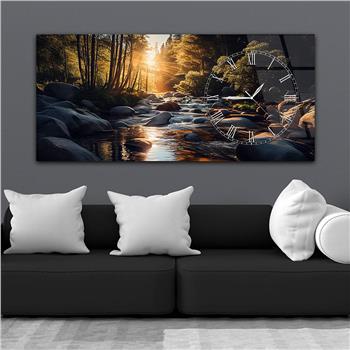 Yatay Saatli Yandan Sanat Temalı Cam Tablo 276