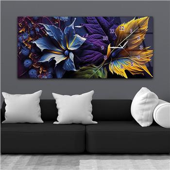 Horizontal bedrucktes Glas mit Kunst und Naturthema und einer Uhr an der Seite 192