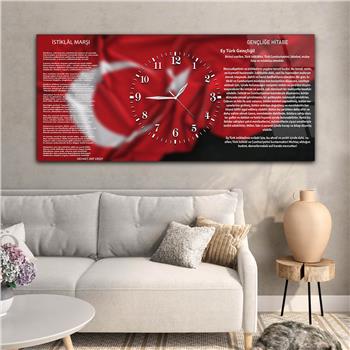 Horizontal bedrucktes Glas mit Nationenthema und einer Uhr in der Mitte 003