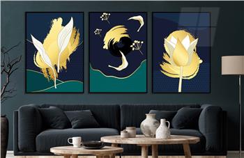 Alüminyum Çerçeveli Sanat Temalı 3lü Set CAM Tablo 0005