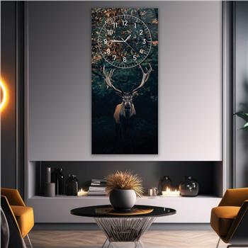 Dikey Üstten Saatli Sanat Temalı Cam Tablo 010