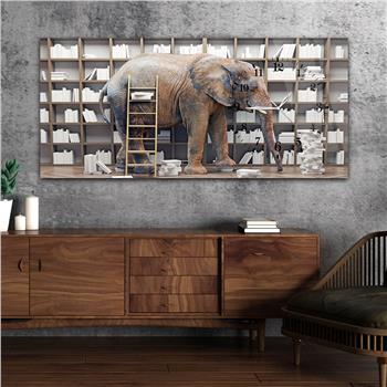 Horizontal bedrucktes Glas mit Kunst und Naturthema und einer Uhr an der Seite 065