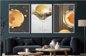 Alüminyum Çerçeveli Sanat Temalı 3lü Set CAM Tablo 0080