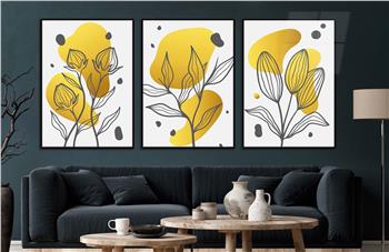 Alüminyum Çerçeveli Sanat Temalı 3lü Set CAM Tablo 0009