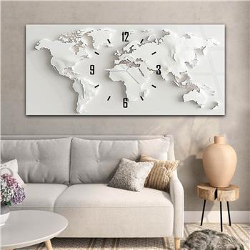 Yatay Saatli Ortadan Vatan Temalı Cam Tablo 102