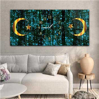 Horizontal bedrucktes Glas mit Nationenthema und einer Uhr in der Mitte 086