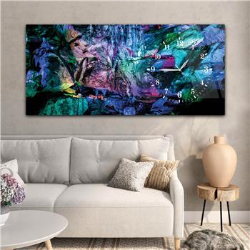 Horizontal bedrucktes Glas mit Kunst und Naturthema und einer Uhr an der Seite 036