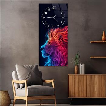 Dikey Üstten Saatli Sanat Temalı Cam Tablo 094