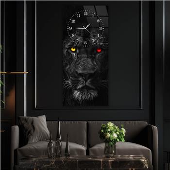 Dikey Üstten Saatli Sanat Temalı Cam Tablo 083