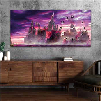 Horizontaal, Aan De Zijkant Voorzien Van Een Klok, Kunst en Natuur Thema Gehard Glasschilderij 224