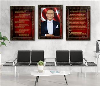  3lü Set VatanTemalı Cam Tablo 37