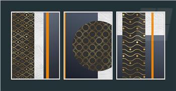 Alüminyum Çerçeveli Sanat Temalı 3lü Set MDF Tablo 0057