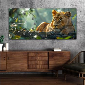 Yatay Saatli Yandan Sanat Temalı Cam Tablo 364