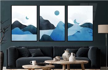 Alüminyum Çerçeveli Sanat Temalı 3lü Set CAM Tablo 0022