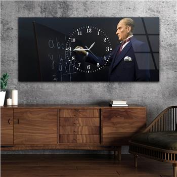 Horizontal bedrucktes Glas mit Nationenthema und einer Uhr in der Mitte 058