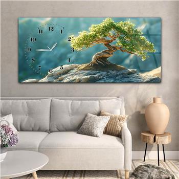 Yatay Saatli Yandan Sanat Temalı Cam Tablo 384