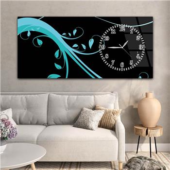 Horizontal bedrucktes Glas mit Kunst und Naturthema und einer Uhr an der Seite 098