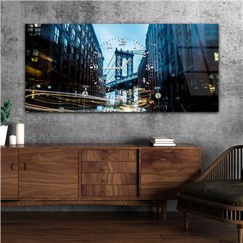 Horizontal bedrucktes Glas mit Kunst- und Naturthema und einer Uhr in der Mitte 011