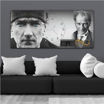 Horizontal bedrucktes Glas mit Nationenthema und einer Uhr in der Mitte 064