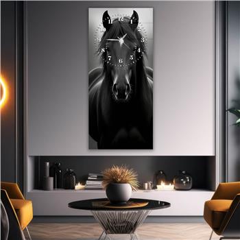 Dikey Üstten Saatli Sanat Temalı Cam Tablo 101