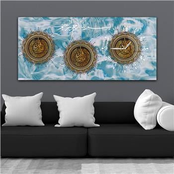 لوحة زجاجية أفقية ذات طابع ديني مع ساعة جانبية 062