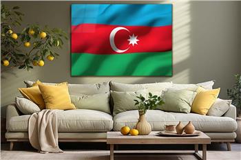 AZERBAYCAN Bayrağı Cam Tablo