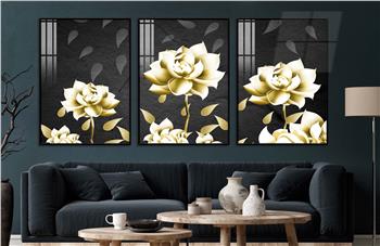 Alüminyum Çerçeveli Sanat Temalı 3lü Set CAM Tablo 0040