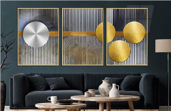 Alüminyum Çerçeveli Sanat Temalı 3lü Set CAM Tablo 0078