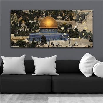 لوحة زجاجية أفقية ذات طابع ديني مع ساعة جانبية 036