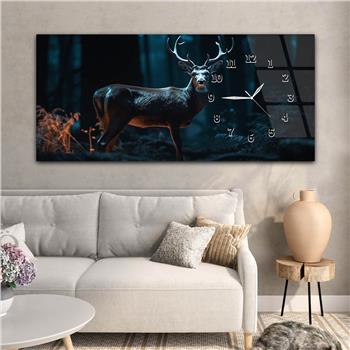 Horizontal bedrucktes Glas mit Kunst und Naturthema und einer Uhr an der Seite 182