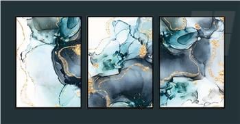 Alüminyum Çerçeveli Sanat Temalı 3lü Set MDF Tablo 0016