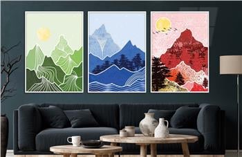 Alüminyum Çerçeveli Sanat Temalı 3lü Set CAM Tablo 0019