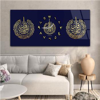 Tableau en verre à thème religieux avec horloge centrale horizontale  105