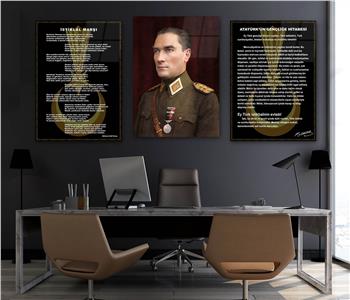  3lü Set VatanTemalı Cam Tablo 24